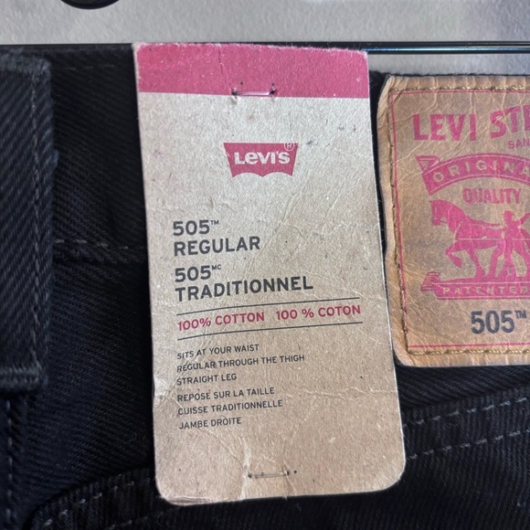 LEVI’S 505 Sz 32 x 32 Regular Jeans Black 100% Cotton NEW WITH TAGS - Picture 6 of 11